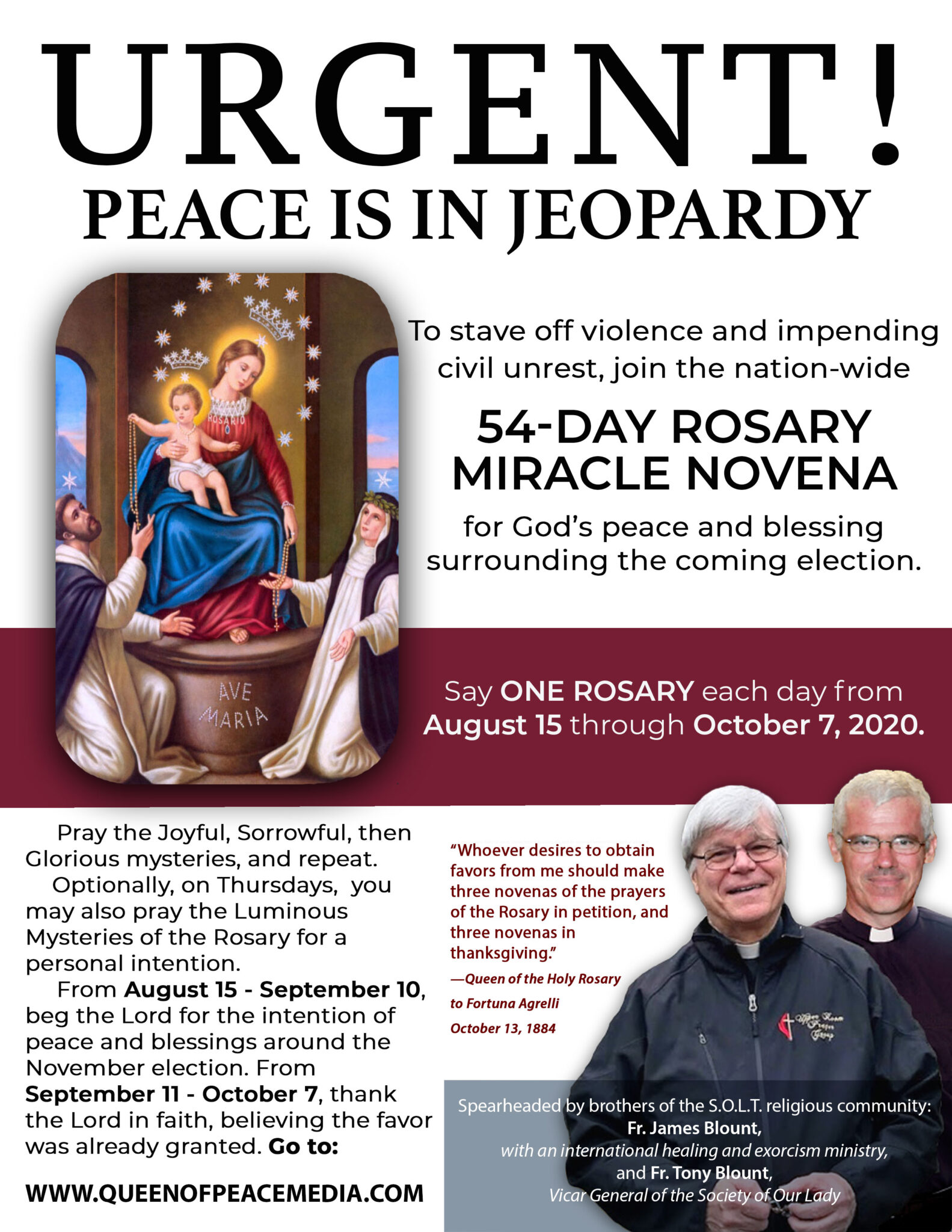 Pray for the Presidential Election - the 54 Day Rosary Miracle Novena.
